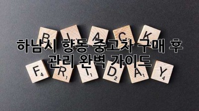 하남시 항동 중고차 구매 후 관리 완벽 가이드